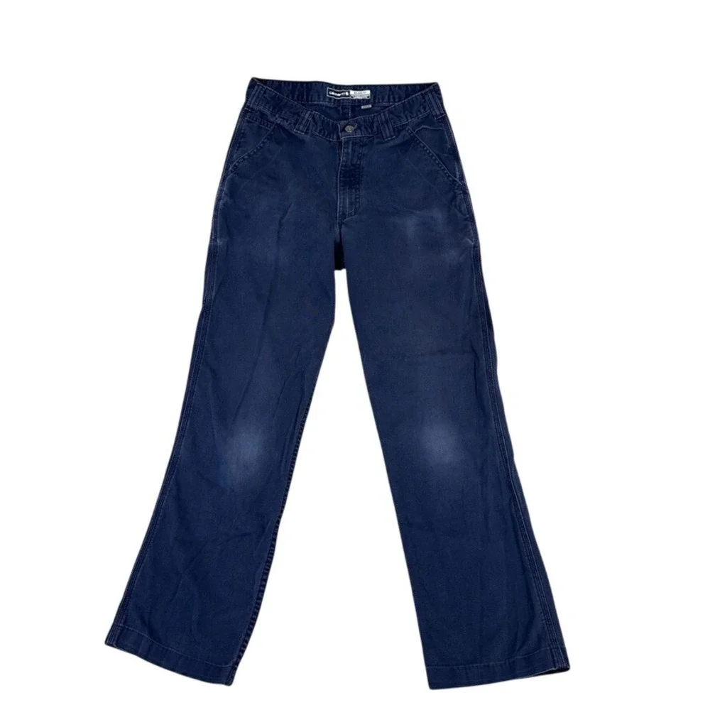 Carhartt Relaxed Fit Canvas Work Pants Navy Blue 30x30 Mens Utility Trousers